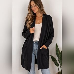 Pact Airplane Cardigan Black Organic Cotton Fair Trade NWT